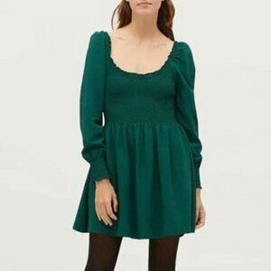 New Hill House Norah Mini Nap Dress Emerald Green Small